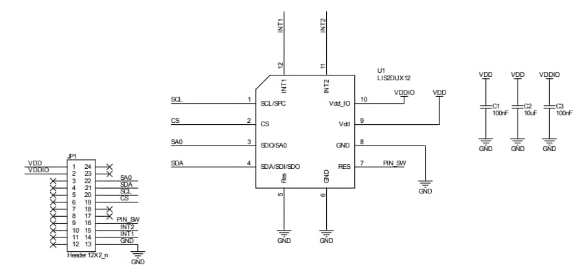 Schematic - STMicroelectronics STEVAL-MKI238A Adapter Board